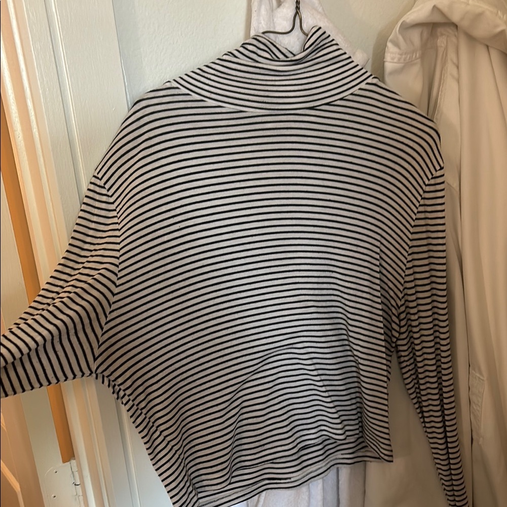 Double Zero Black and White Striped Crop Top